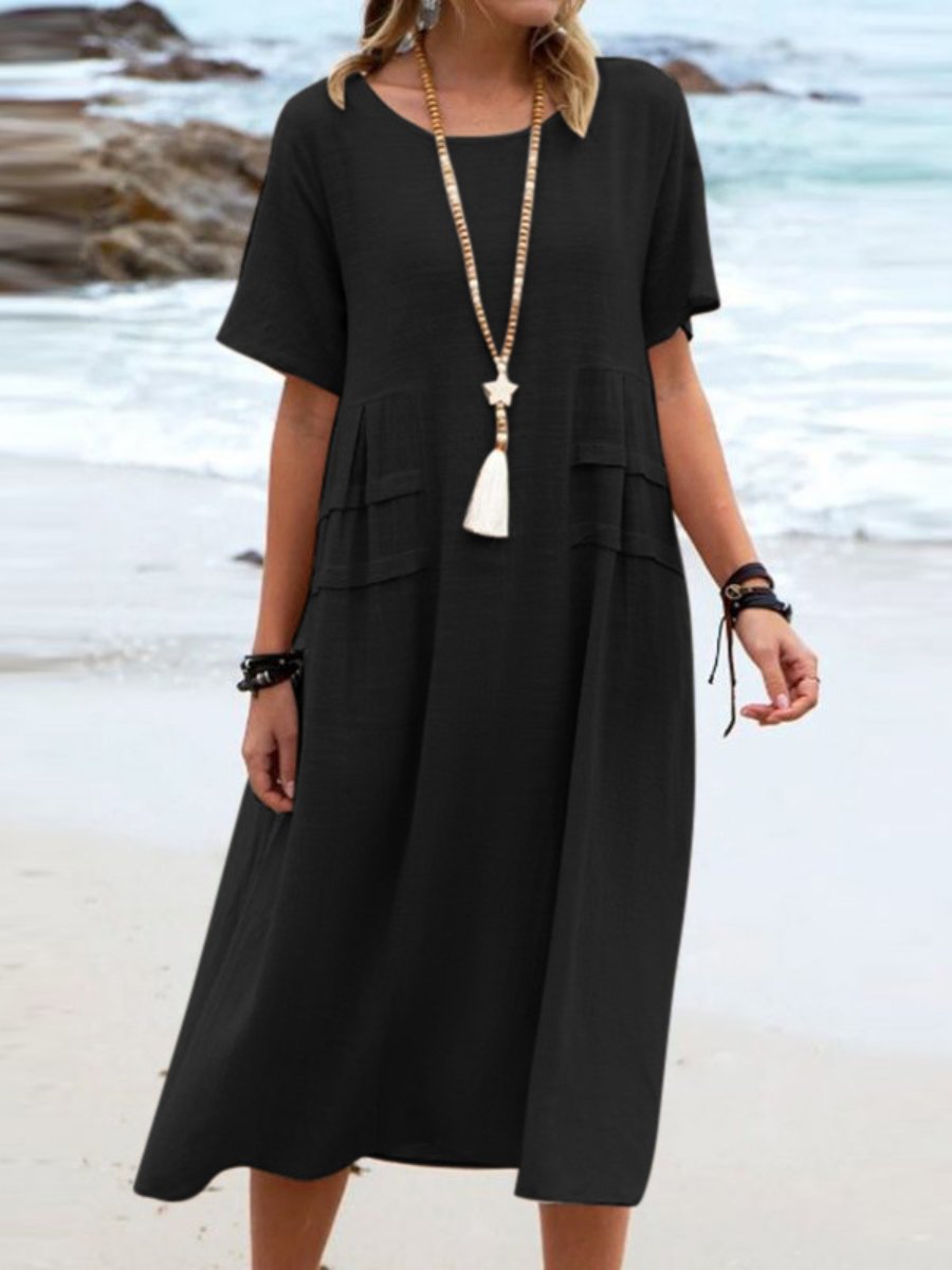 Aryuna | Short Sleeve Loose Midi Dress