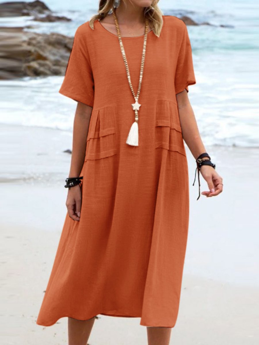 Aryuna | Short Sleeve Loose Midi Dress