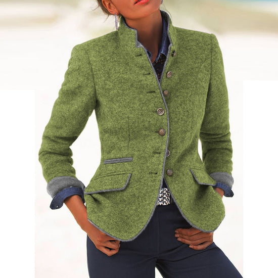 Mirjam | Stand Collar Button Front Blazer