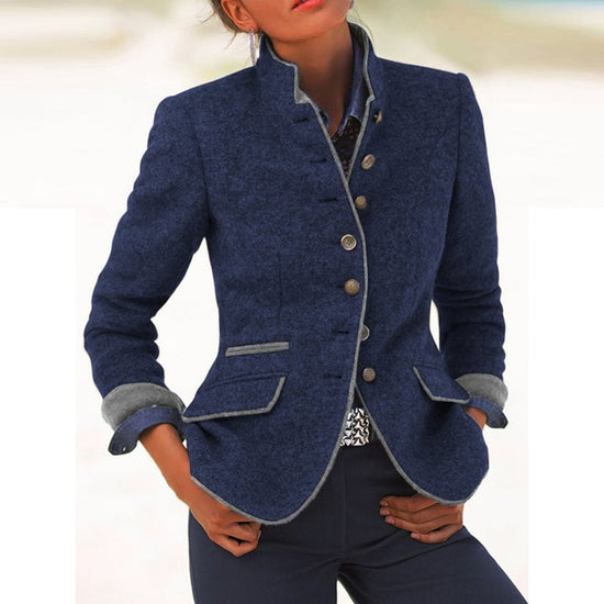 Mirjam | Stand Collar Button Front Blazer
