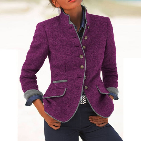 Mirjam | Stand Collar Button Front Blazer