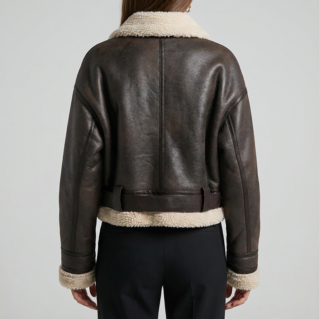Greetje | Belted Jacket with Leather-Look Finish
