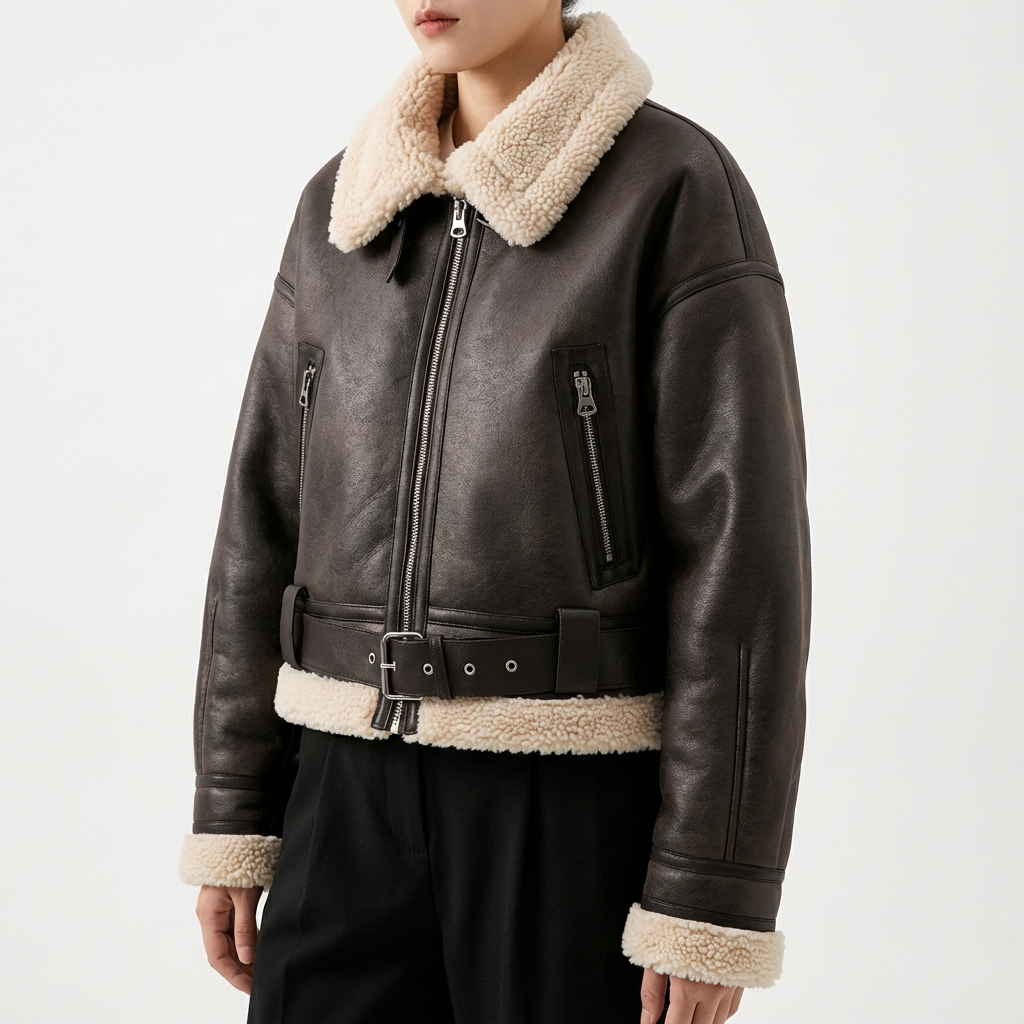 Greetje | Belted Jacket with Leather-Look Finish