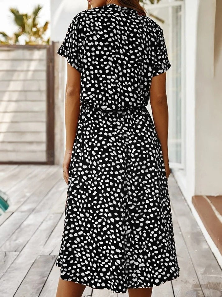 Carine | V Neck Printed Midi Dress