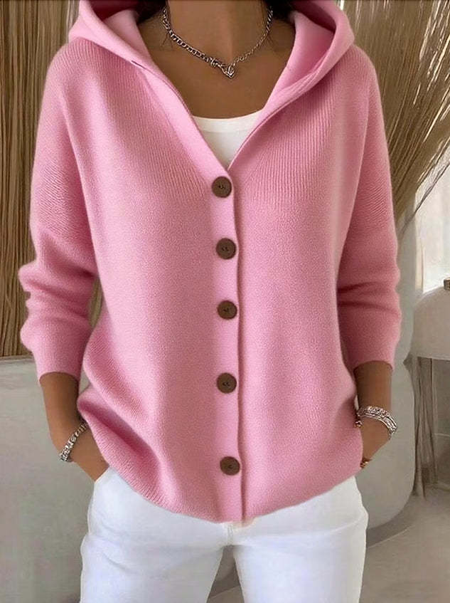 Annie | Hooded Cardigan Button-Front Long Sleeve