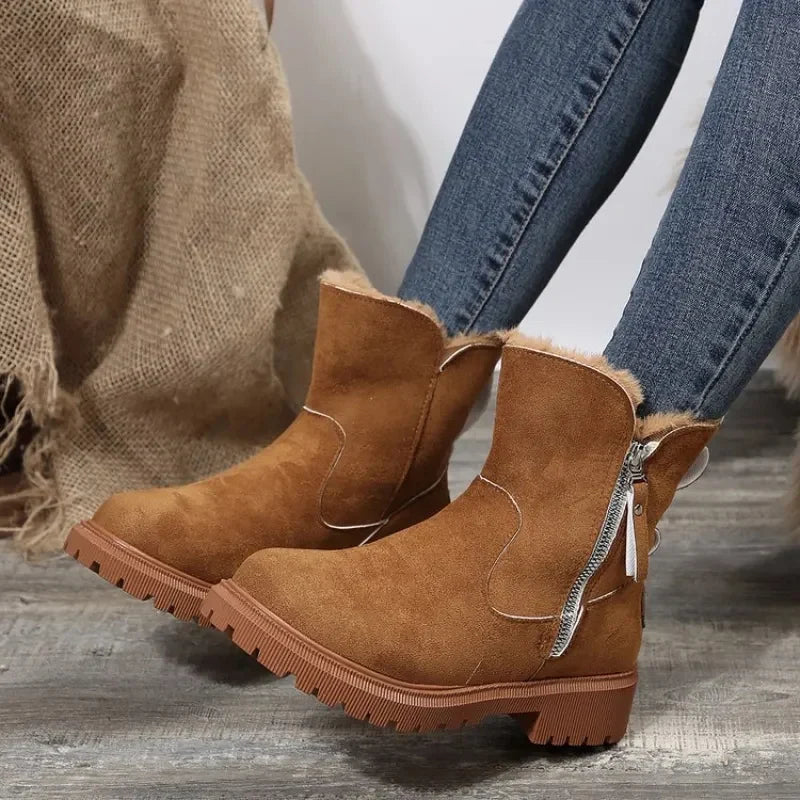 Gertraud | Ankle Boots with Plush Cuffs and Zippers