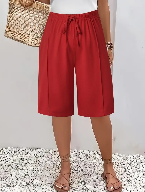 Piranda | Drawstring Wide Leg Cropped Trousers