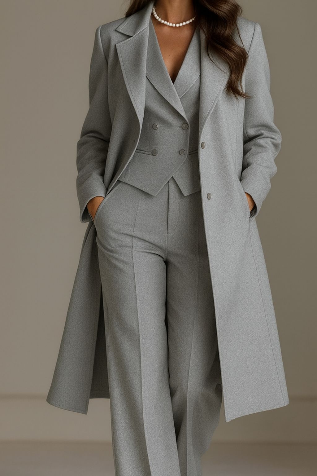 Nidia - Long Sleeve Three Piece Trouser Suit
