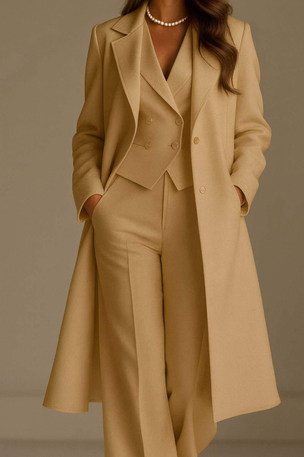Nidia - Long Sleeve Three Piece Trouser Suit