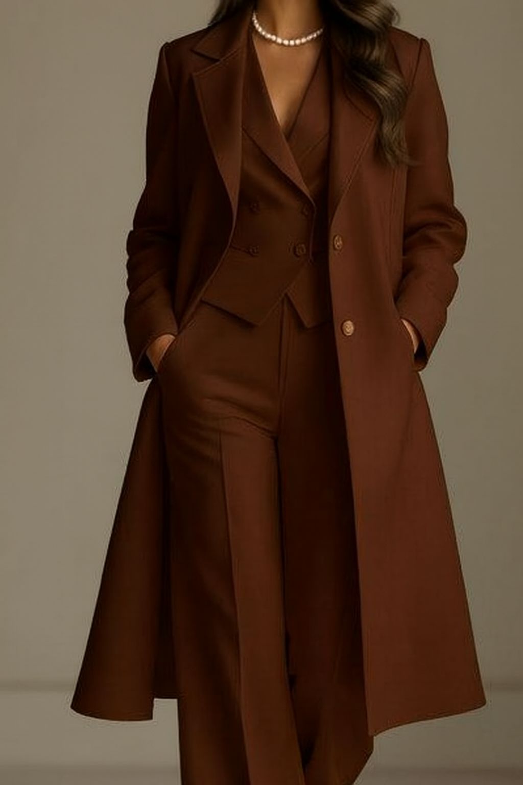 Nidia - Long Sleeve Three Piece Trouser Suit