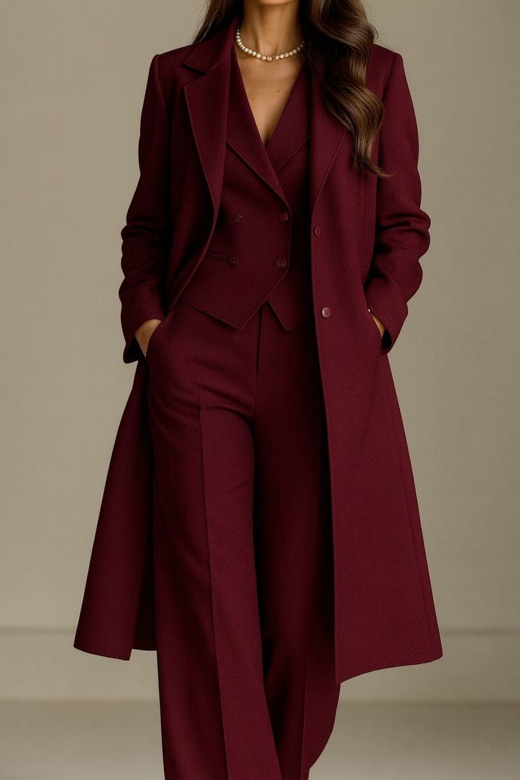 Nidia - Long Sleeve Three Piece Trouser Suit