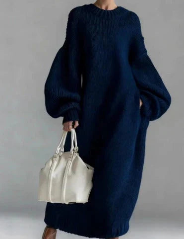 Helena | Oversized Knitted Maxi Dress with Balloon Sleeves