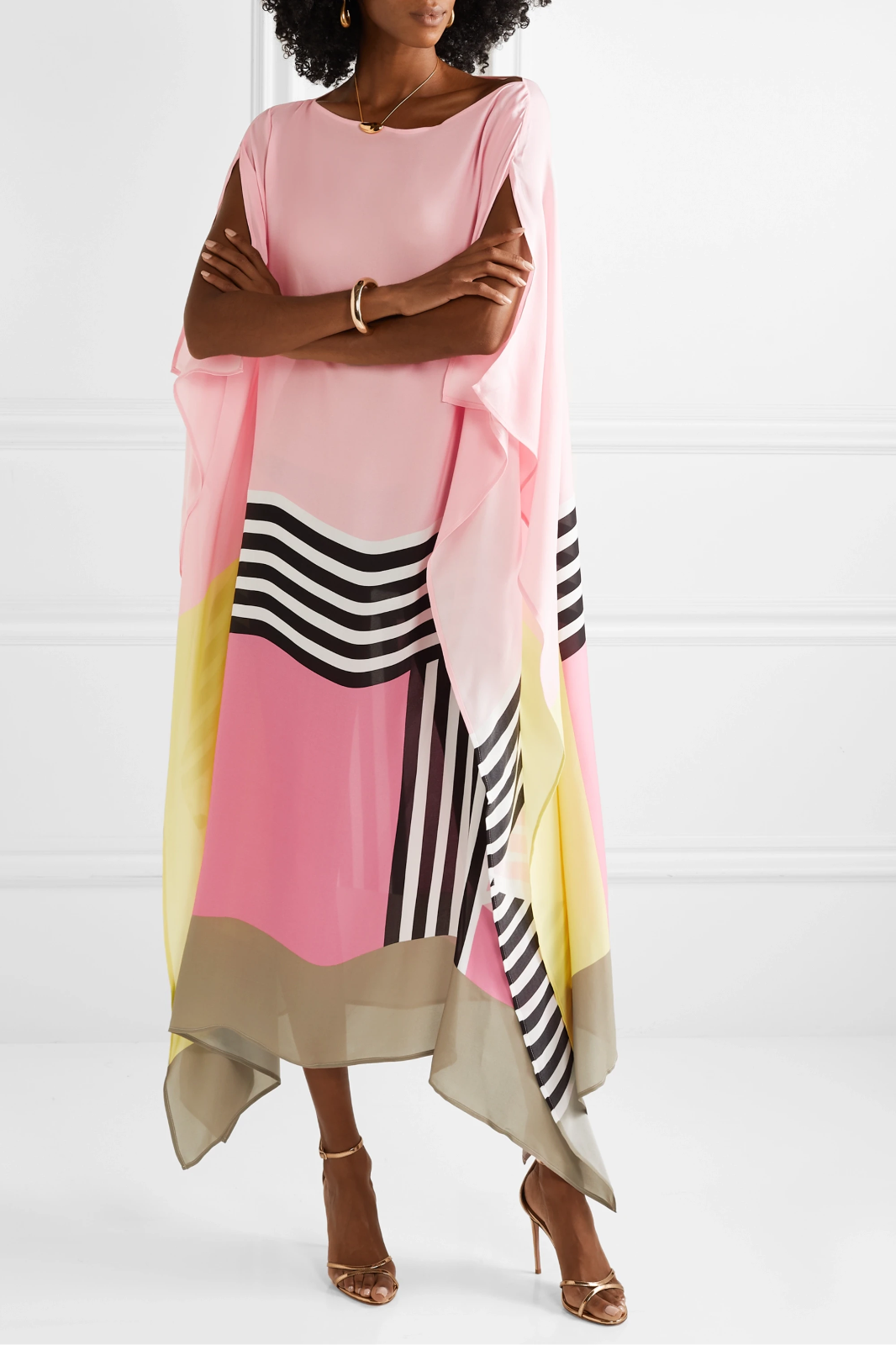 Shraddha | Striped Patchwork Kaftan Midi Dress