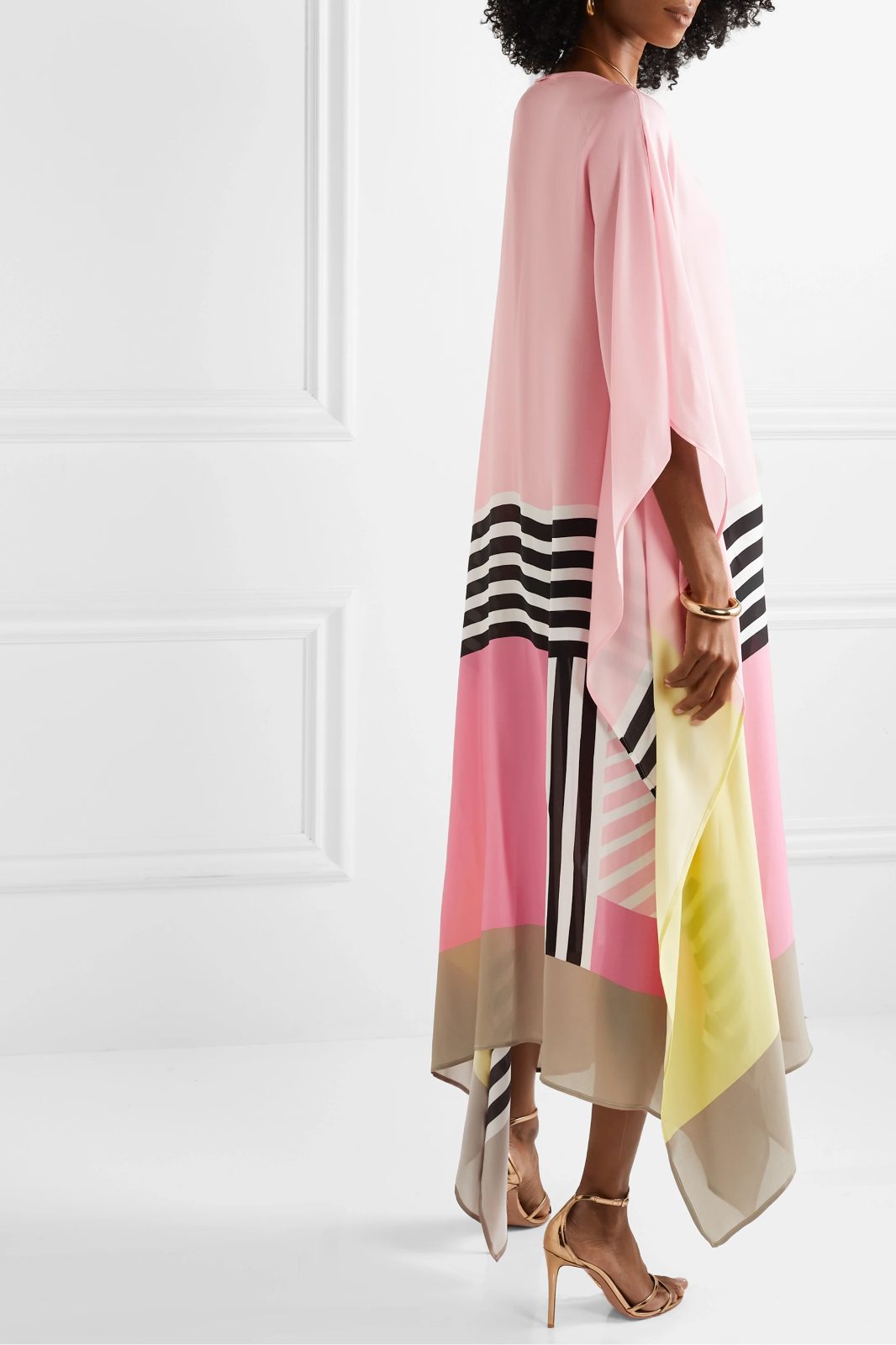 Shraddha | Striped Patchwork Kaftan Midi Dress