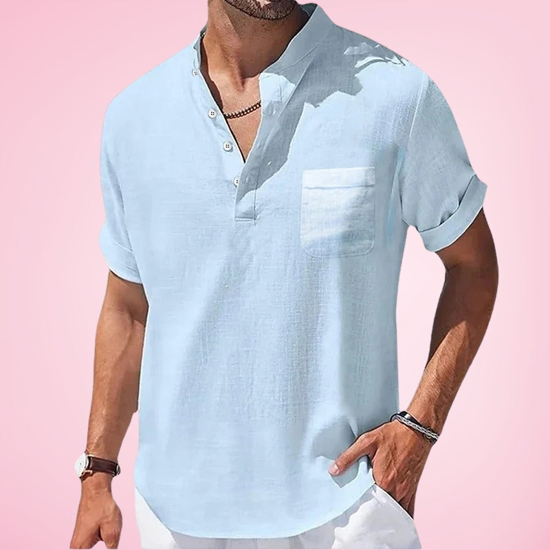 Nestor | Short Sleeve Henley Collar Casual Shirt