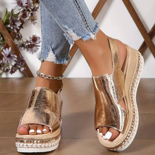 Mariëtte | Metallic Platform Slingback Sandals