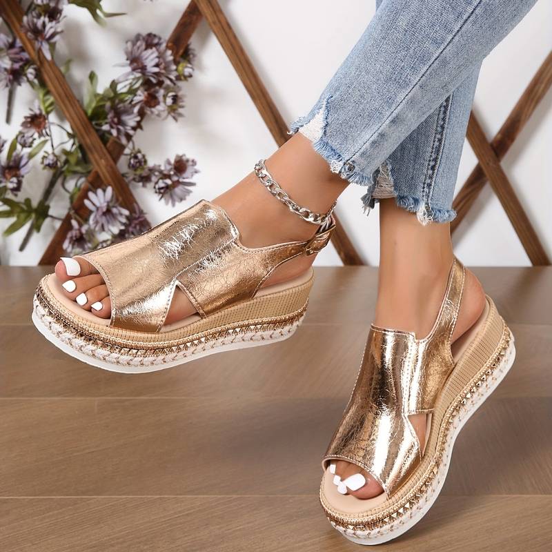 Mariëtte | Metallic Platform Slingback Sandals