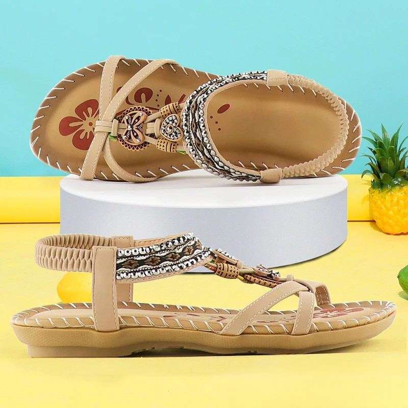 Camila | Boho Beaded Flat Sandals