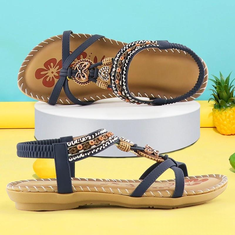 Camila | Boho Beaded Flat Sandals