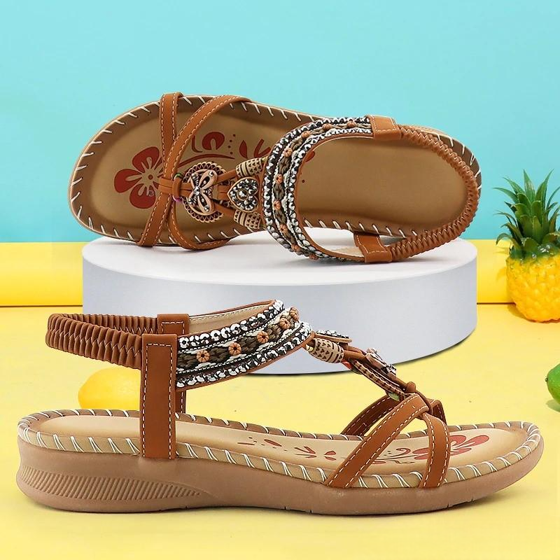 Camila | Boho Beaded Flat Sandals