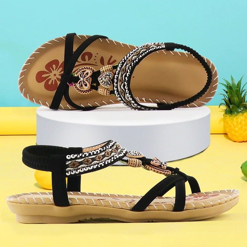 Camila | Boho Beaded Flat Sandals