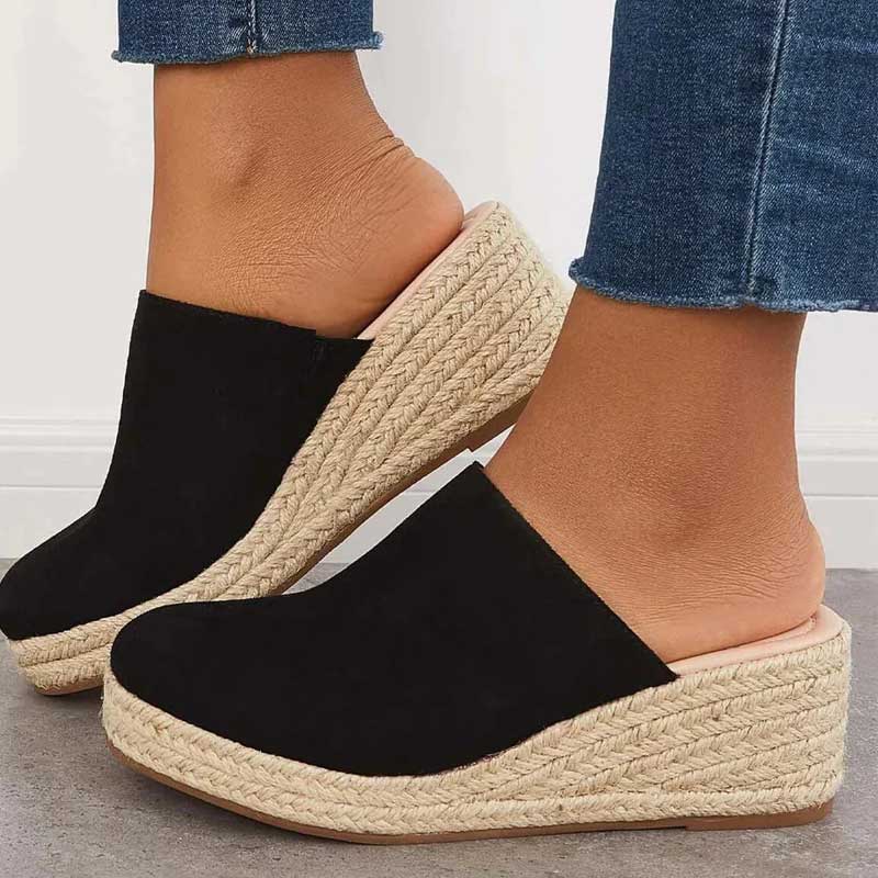 Felisa | Wedge Mule Sandals Closed Toe Slip On