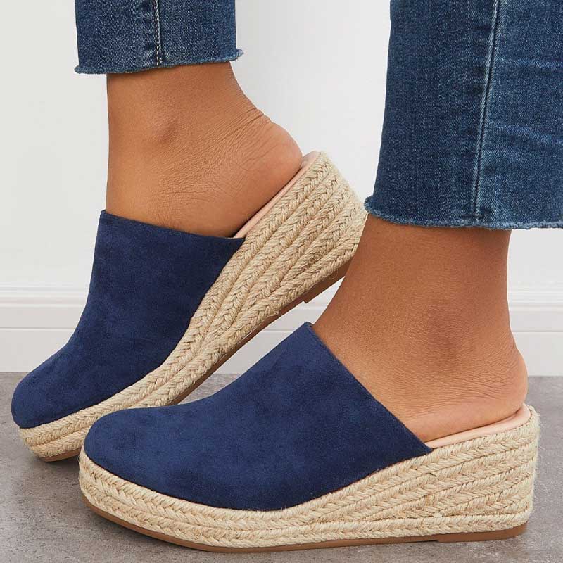 Felisa | Wedge Mule Sandals Closed Toe Slip On