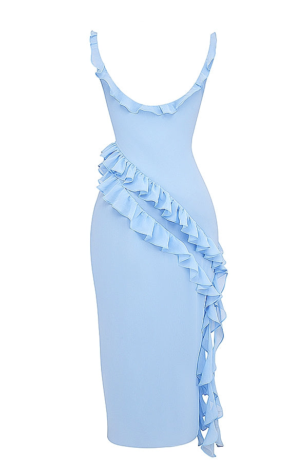Dalia | Ruffle Trim High Split Maxi Dress