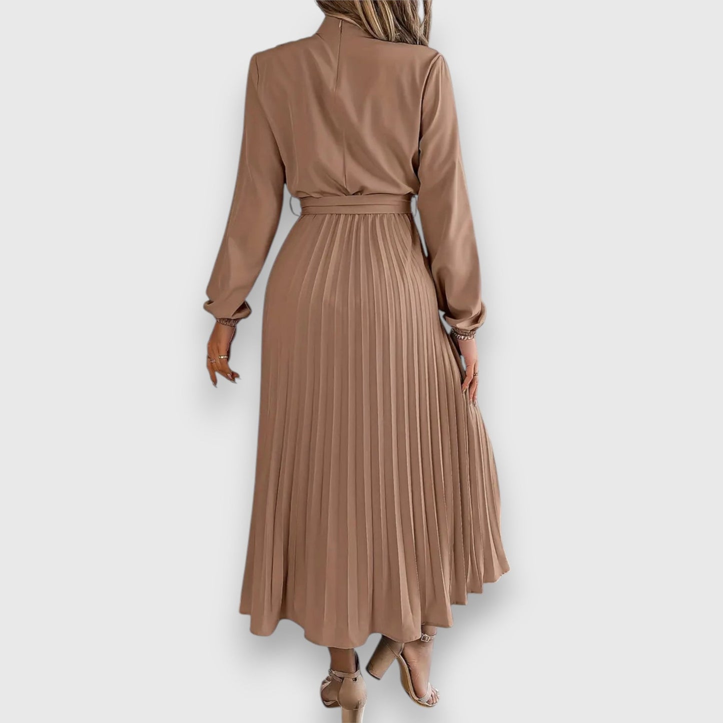 Lisa | Pleated Midi Dress with Tie Waist