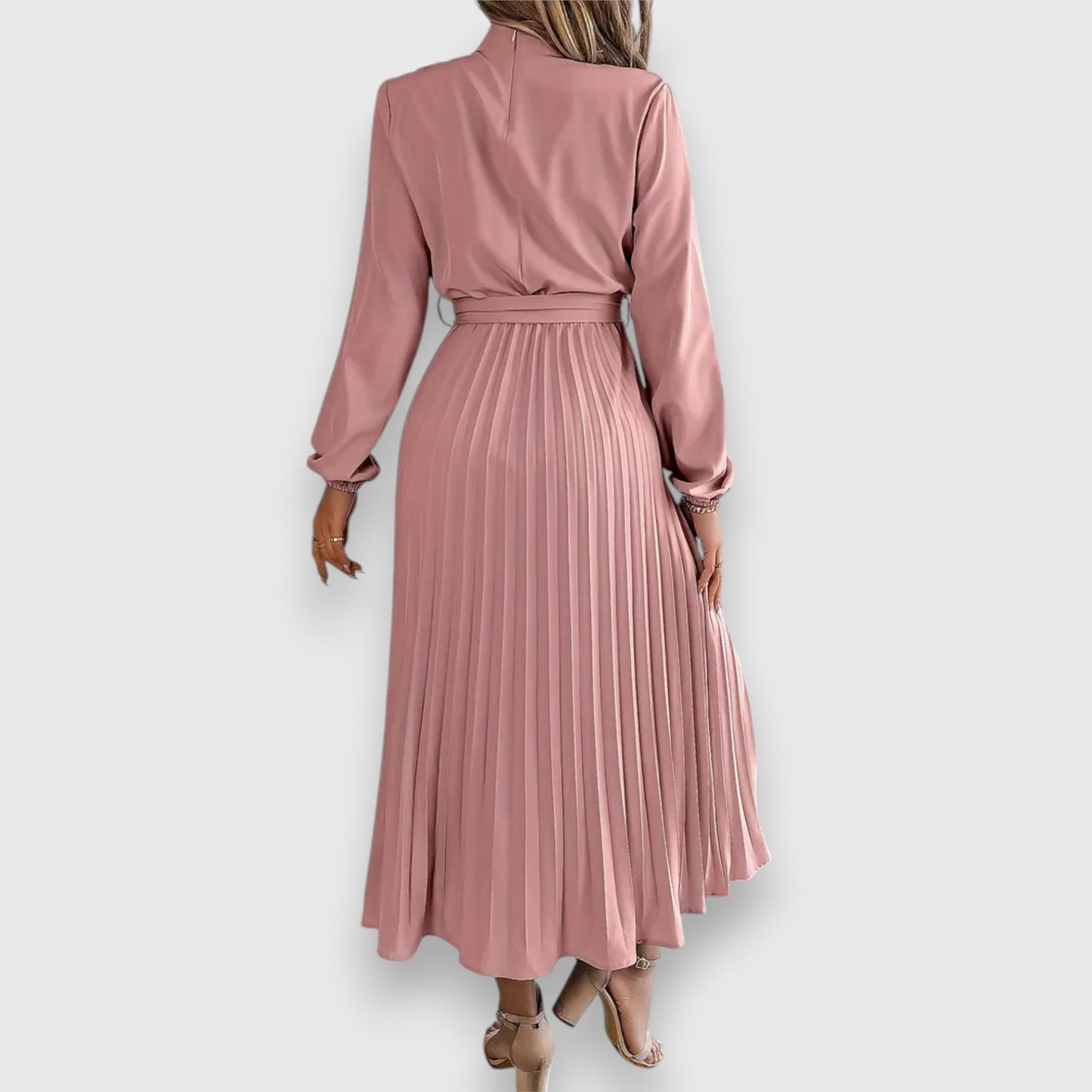 Lisa | Pleated Midi Dress with Tie Waist
