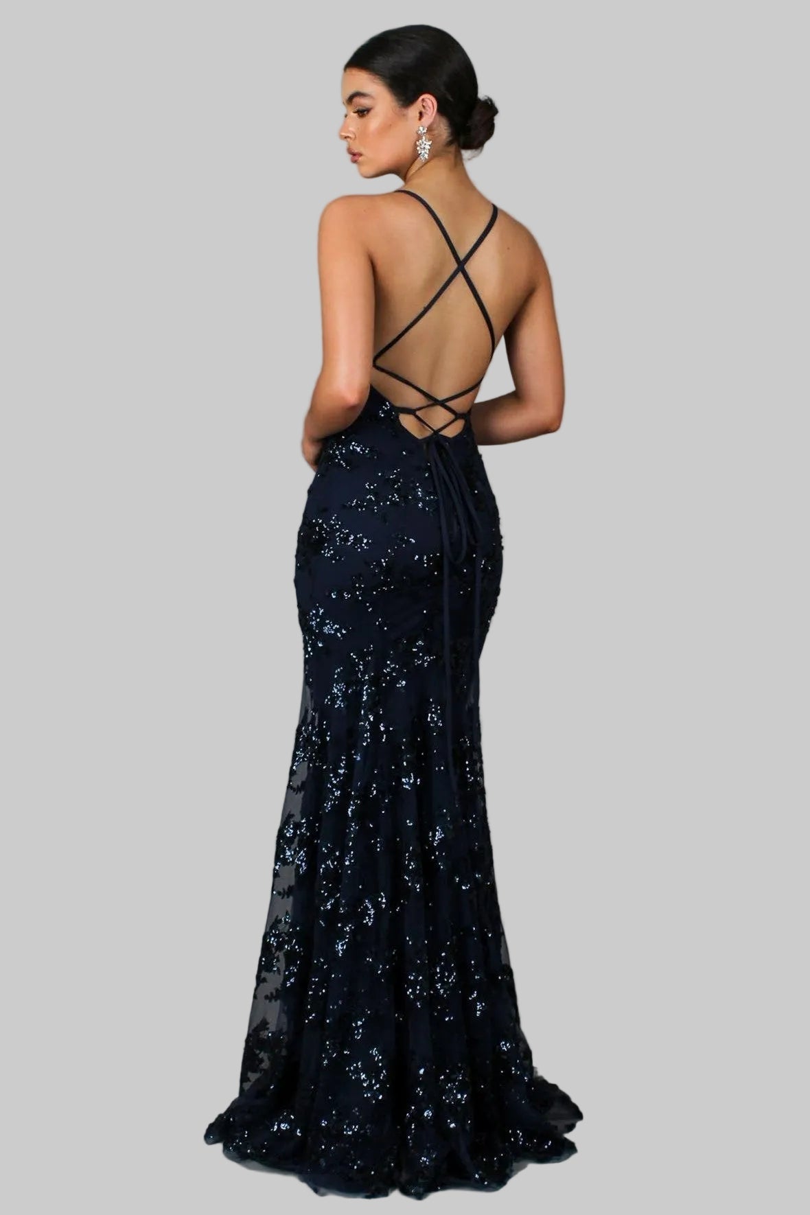 Ayela | Sequin Maxi Dress With Cross Back