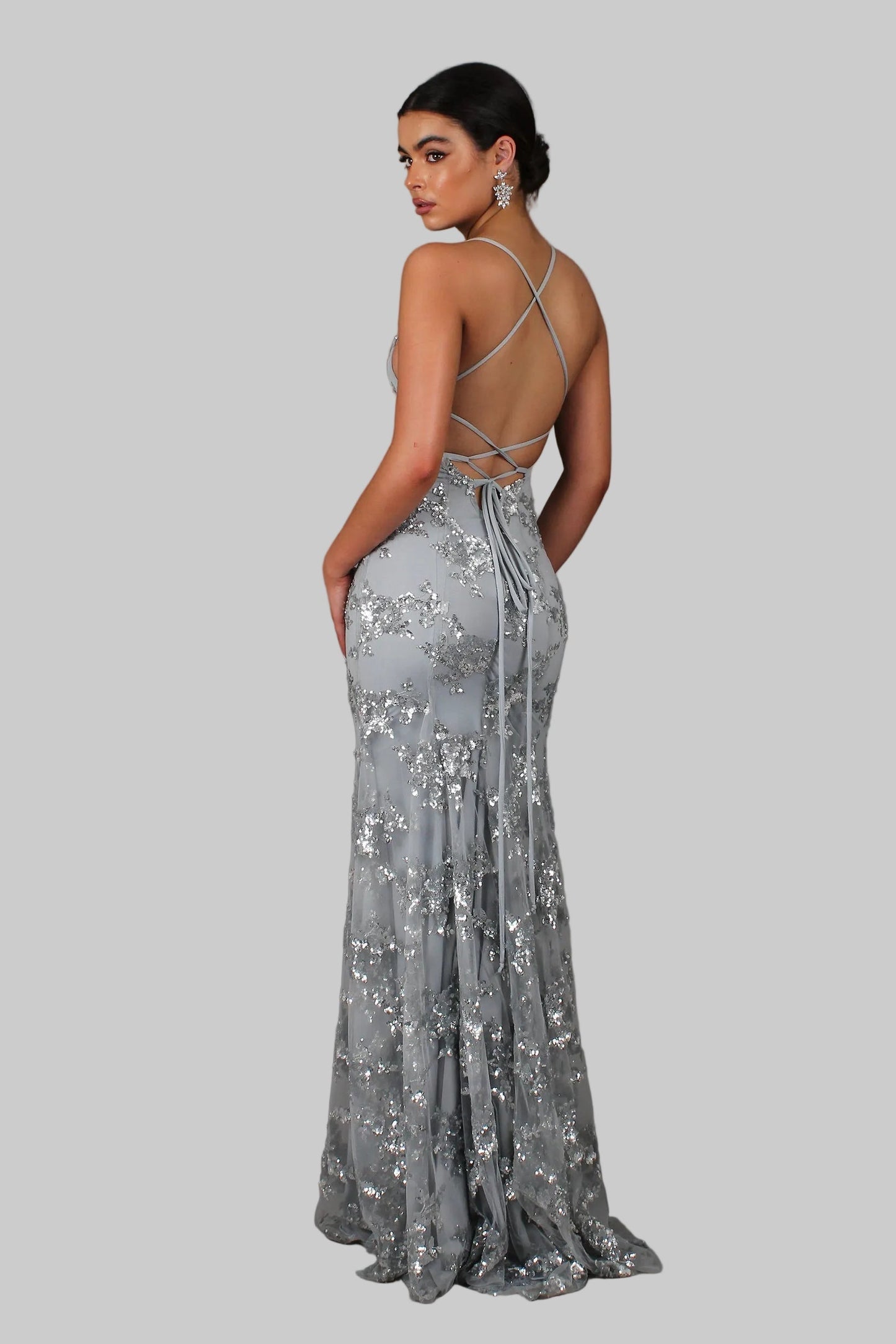 Ayela | Sequin Maxi Dress With Cross Back