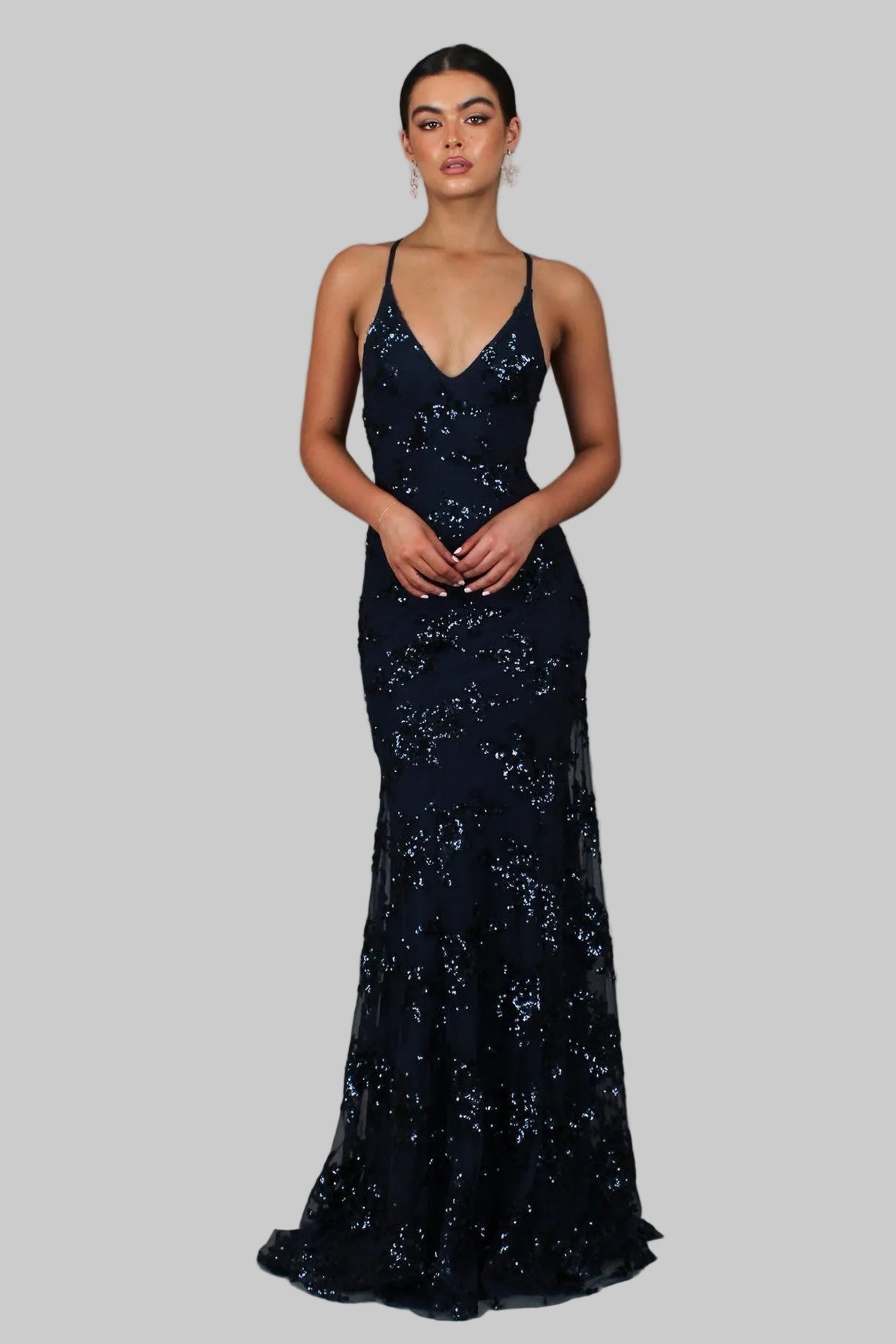 Ayela | Sequin Maxi Dress With Cross Back
