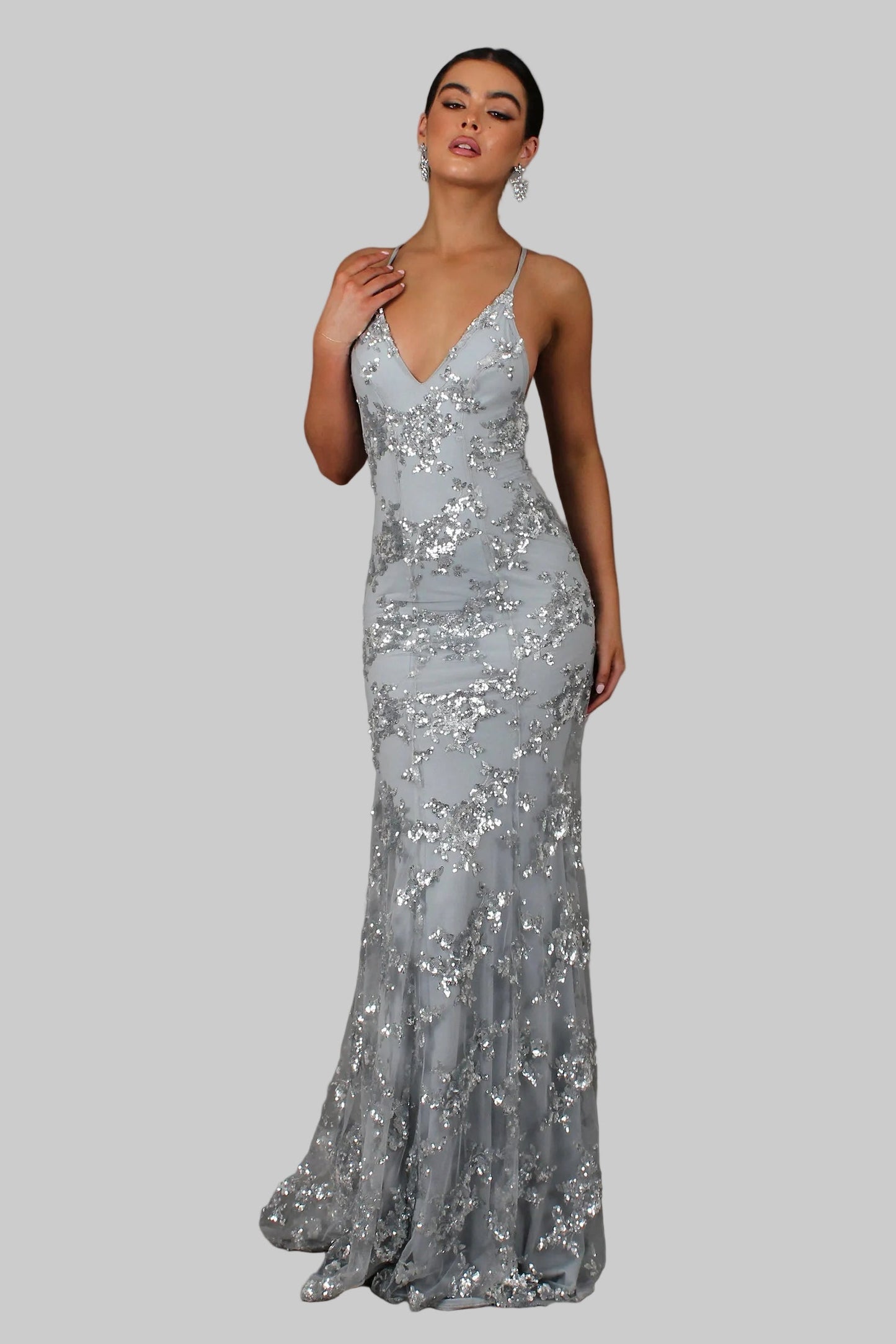 Ayela | Sequin Maxi Dress With Cross Back