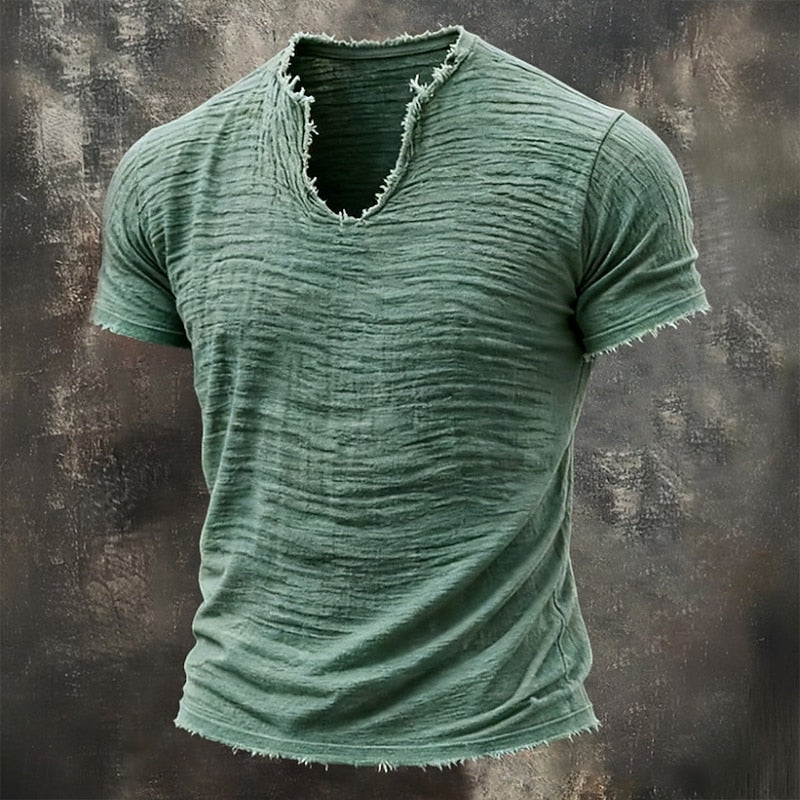 Pavel | T Shirt With V Neck Raw Hem