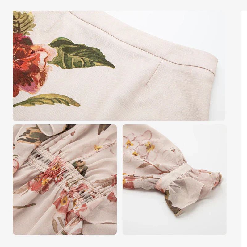 Jitske | Floral Print Button Front Midi Dress