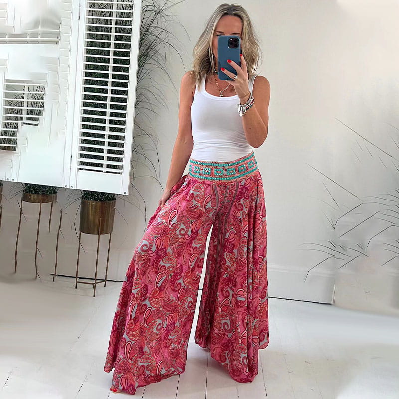 Pamila | Paisley Print Wide Leg Trousers