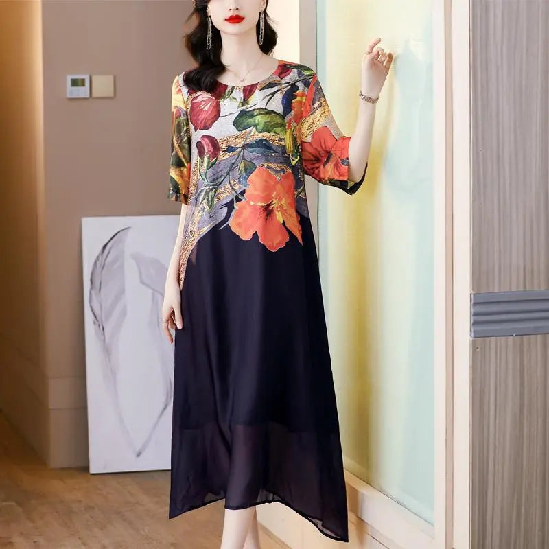 Debby | Floral Print Midi Shift Dress