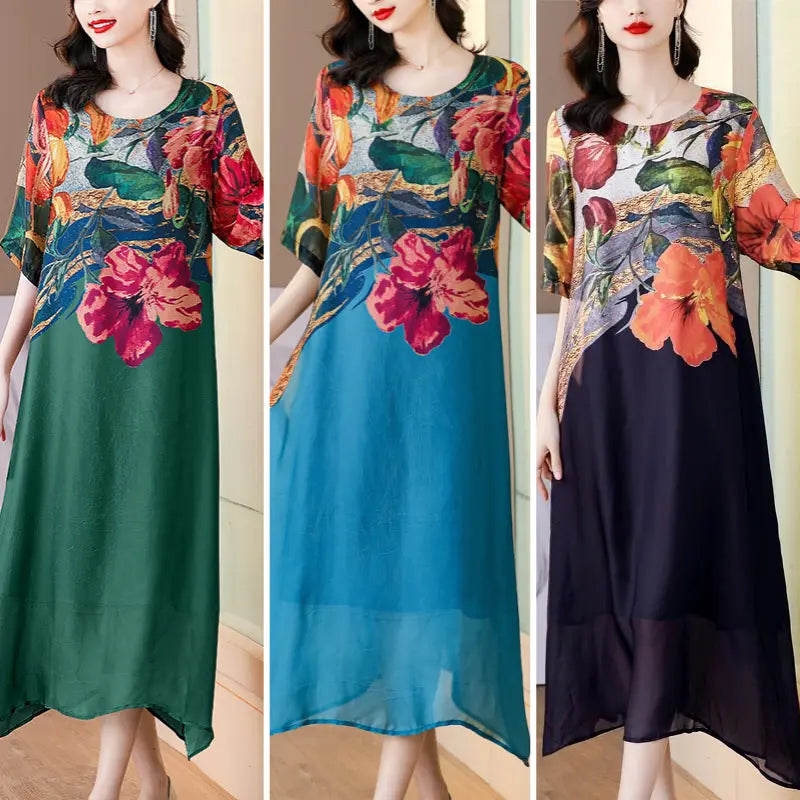 Debby | Floral Print Midi Shift Dress