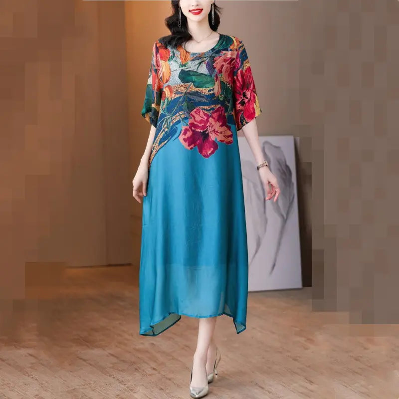 Debby | Floral Print Midi Shift Dress