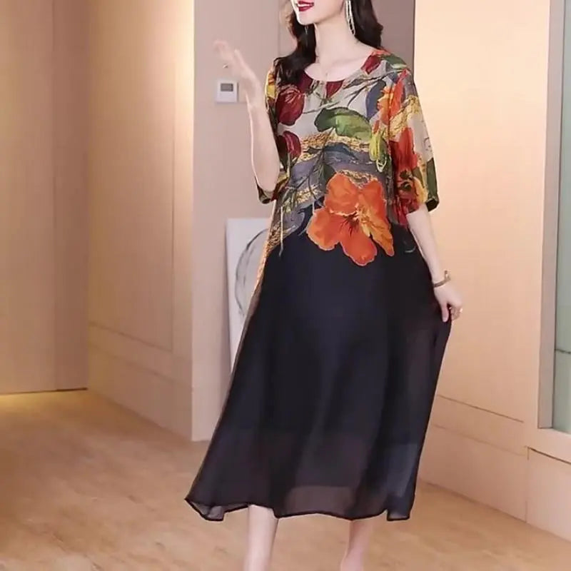 Debby | Floral Print Midi Shift Dress