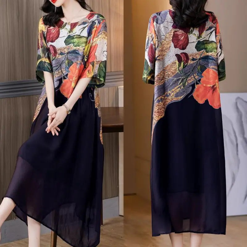 Debby | Floral Print Midi Shift Dress