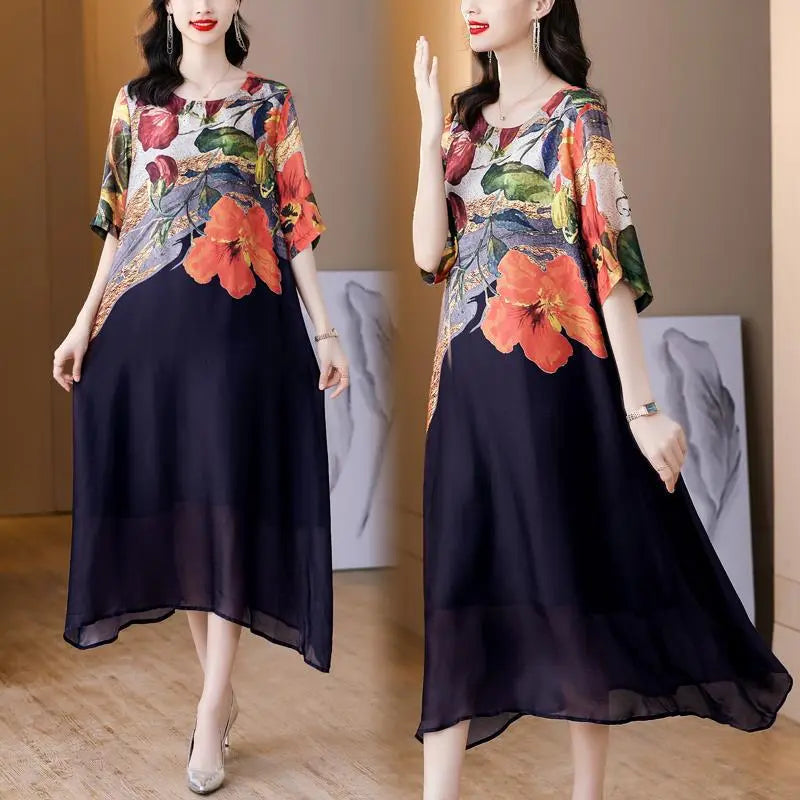Debby | Floral Print Midi Shift Dress