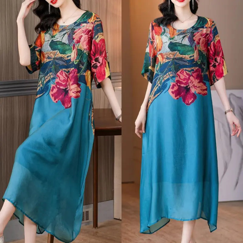 Debby | Floral Print Midi Shift Dress