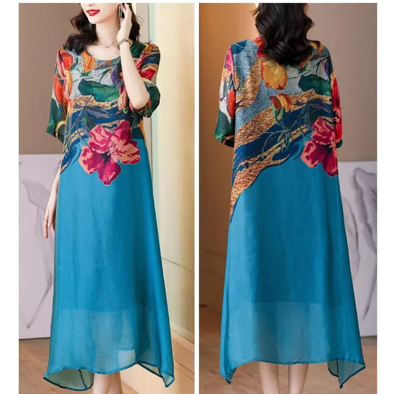 Debby | Floral Print Midi Shift Dress