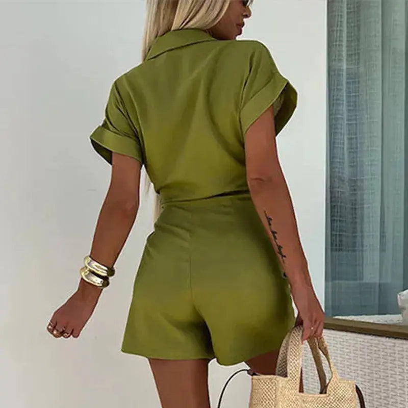 Harmke | Wrap Front Short Sleeve Playsuit