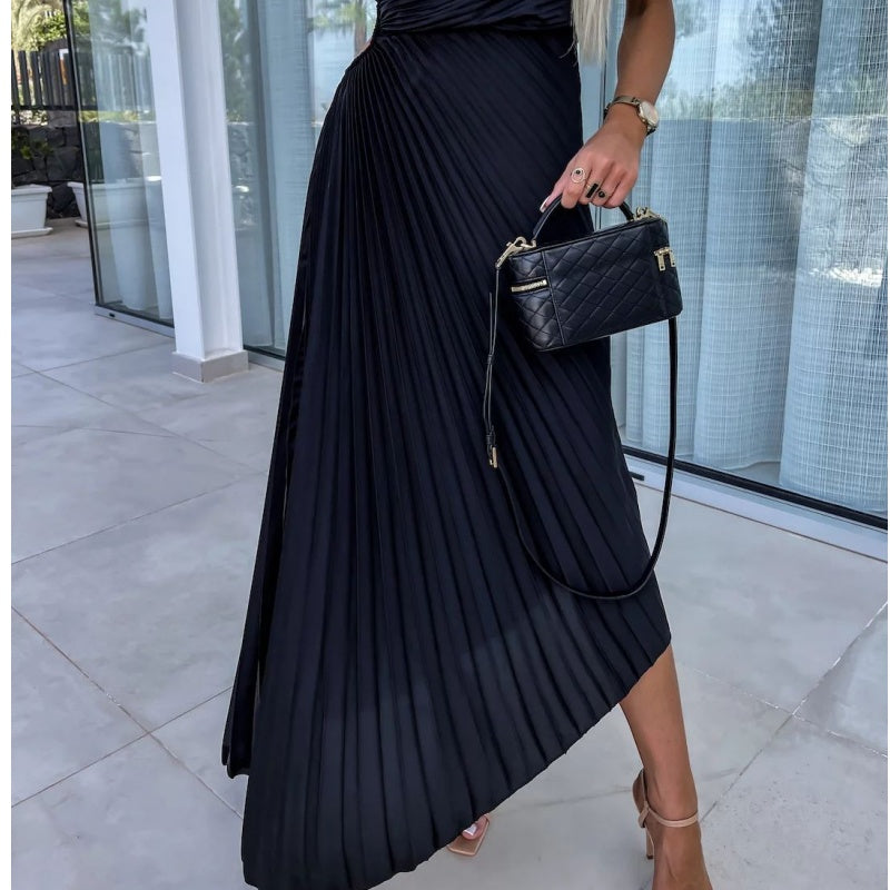 Breena | One-Shoulder Pleated Maxi Dress