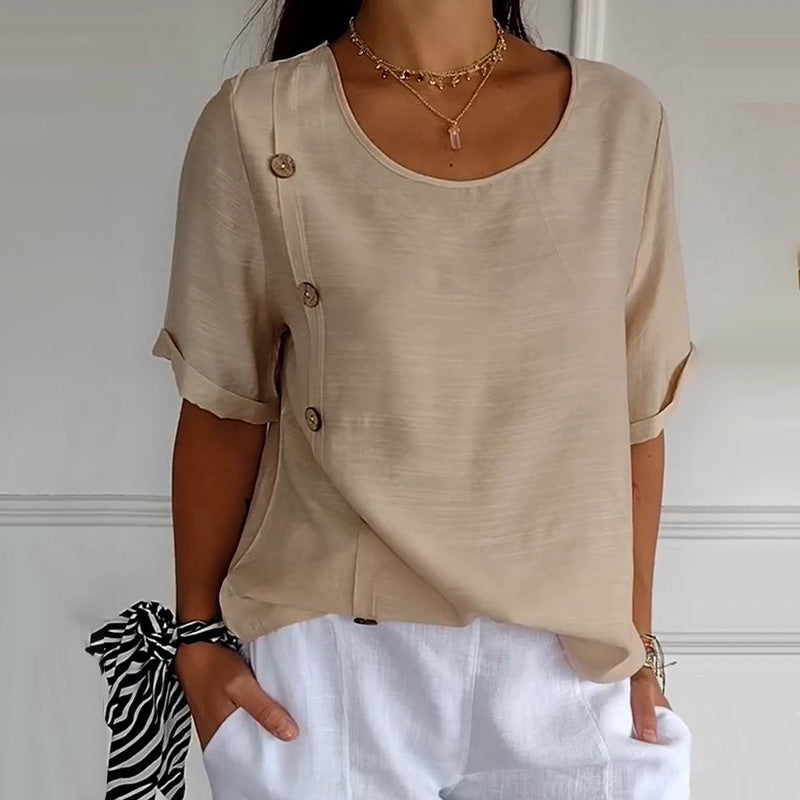 Velma | Side Button Short Sleeve Blouse