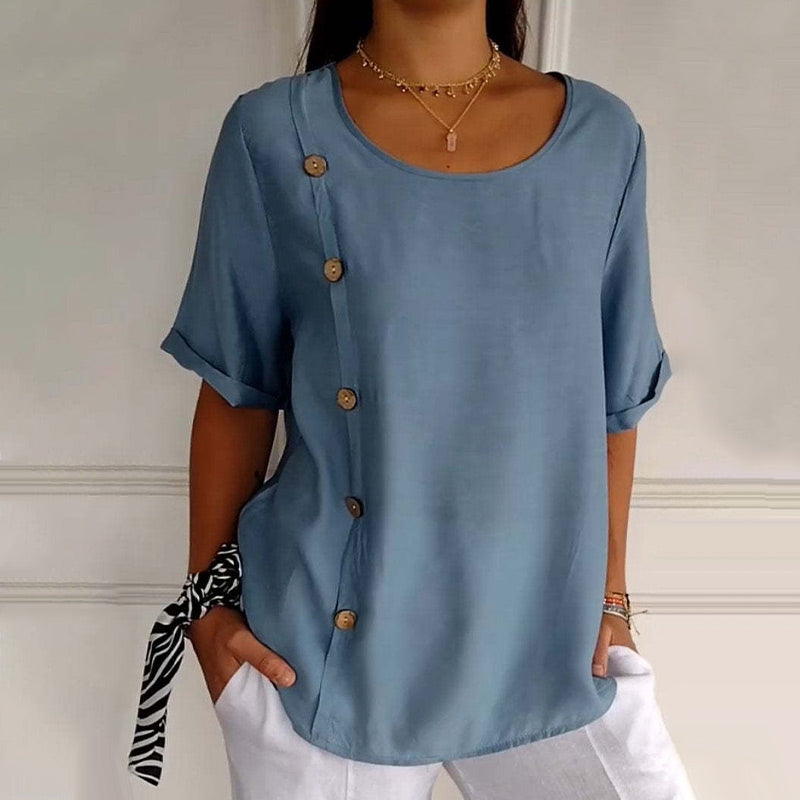 Velma | Side Button Short Sleeve Blouse