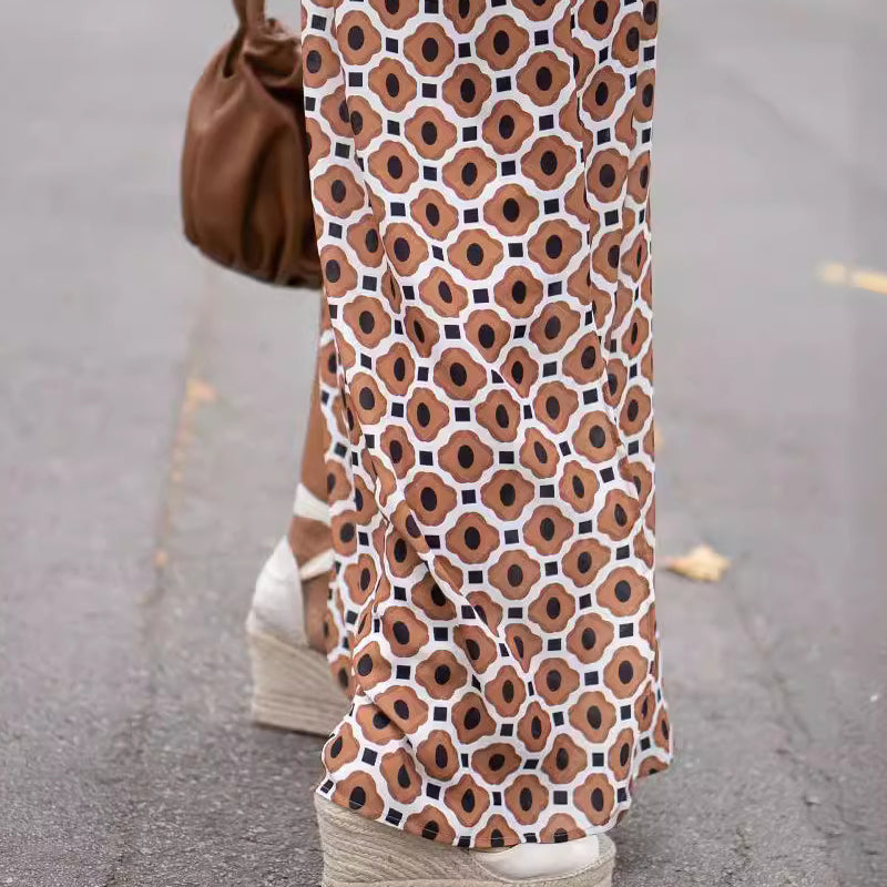Henar | Maxi Dress Long Sleeve V Neck Print